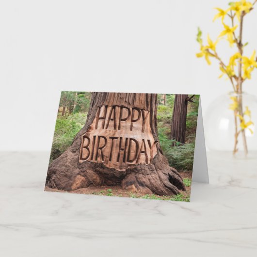 Gelukkige verjaardag in de boom kaart (Gele Bloem)