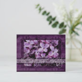 Gelukkige Verjaardag in Duitse Lila Bloesems Briefkaart (Staand voorkant)