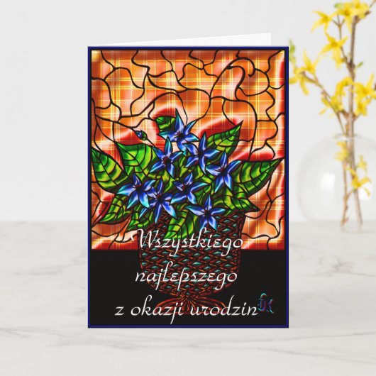 Gelukkige verjaardag in het Pools Kaart (Gele Bloem)