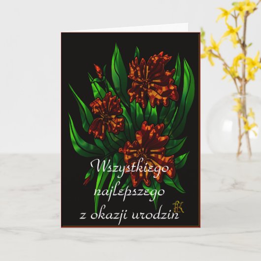 Gelukkige verjaardag in het Pools Kaart (Gele Bloem)