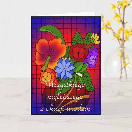 Gelukkige verjaardag in het Pools Kaart (Gele Bloem)