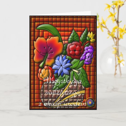 Gelukkige verjaardag in het Pools Kaart (Gele Bloem)