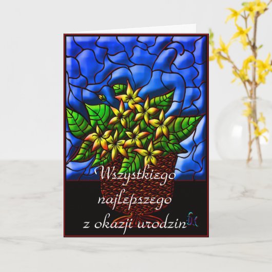 Gelukkige verjaardag in het Pools Kaart (Gele Bloem)