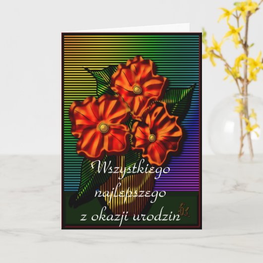 Gelukkige verjaardag in het Pools Kaart (Gele Bloem)