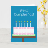 Gelukkige Verjaardag in het Spaans: Donker blauw-g Kaart (Gele Bloem)