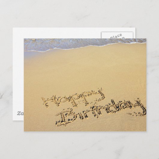 Gelukkige verjaardag in het zand briefkaart (Voorkant / Achterkant)