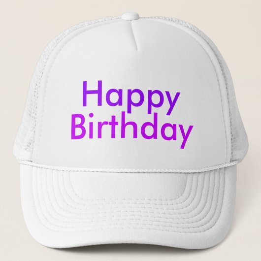 Gelukkige Verjaardag in Paarse en Magenta Party Trucker Pet (Voorkant)