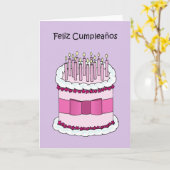 Gelukkige verjaardag in Spaanse taart en kaarsen Kaart (Gele Bloem)