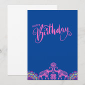 Gelukkige verjaardag Indische olifant ontwerp Kaart (Voorkant / Achterkant)