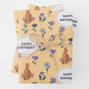 Gelukkige Verjaardag Inpakpapier met Kangoeroe Vel