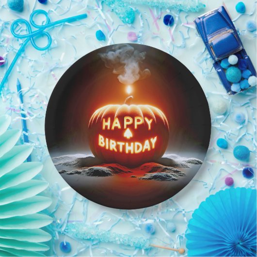 Gelukkige Verjaardag Jack-o-lantern Candle Papieren Bordje (Feest)