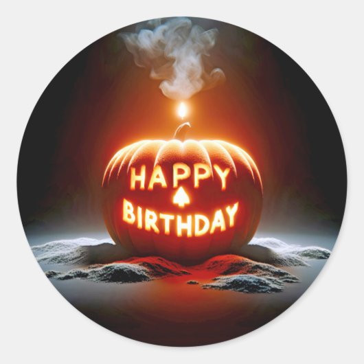 Gelukkige Verjaardag Jack-o-lantern Candle Ronde Sticker (Voorkant)