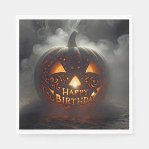 Gelukkige verjaardag Jack-o-lantern in rook Servet