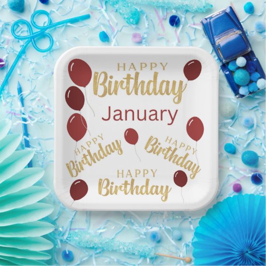 Gelukkige verjaardag Januari verjaardagen Papieren Bordje (Feest)