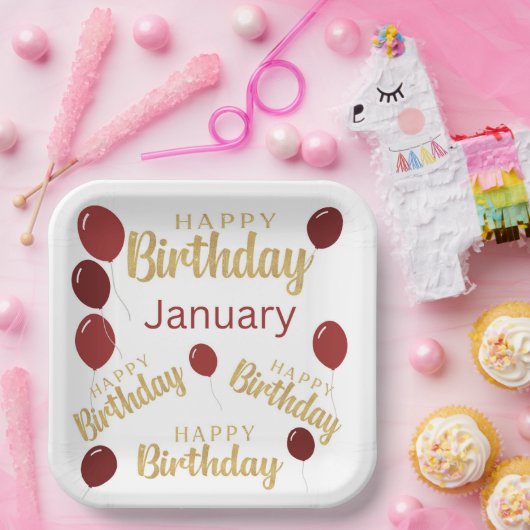 Gelukkige verjaardag Januari verjaardagen Papieren Bordje (Feest)