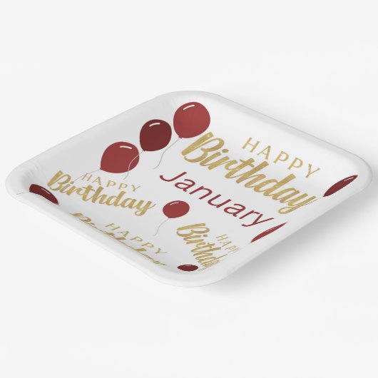 Gelukkige verjaardag Januari verjaardagen Papieren Bordje (Gebogen)