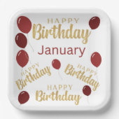 Gelukkige verjaardag Januari verjaardagen Papieren Bordje (Voorkant)
