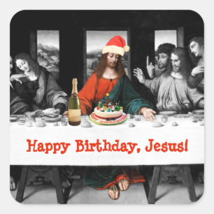 Gelukkige Verjaardag, Jesus! Grappige Kerstmis Vierkante Sticker