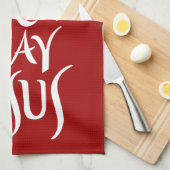 Gelukkige Verjaardag Jezus Christelijke Kalligrafi Theedoek (Quarter Fold)