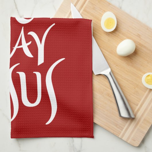 Gelukkige Verjaardag Jezus Christelijke Kalligrafi Theedoek (Quarter Fold)