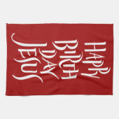 Gelukkige Verjaardag Jezus Christelijke Kalligrafi Theedoek (Horizontaal)