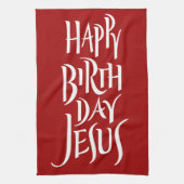 Gelukkige Verjaardag Jezus Christelijke Kalligrafi Theedoek (Verticaal)