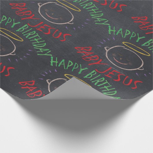 Gelukkige Verjaardag Jezus - Christelijke Kerstman Cadeaupapier (Hoek)