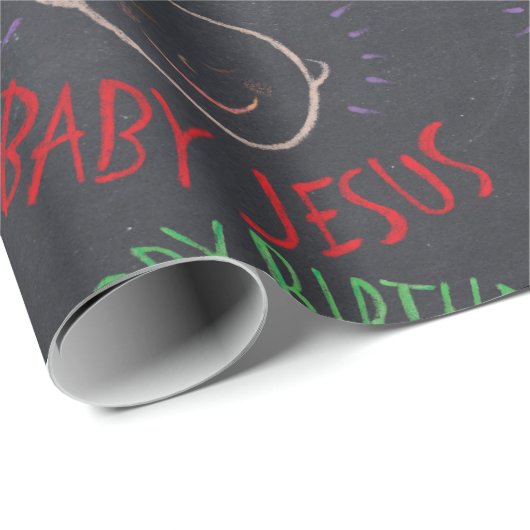 Gelukkige Verjaardag Jezus - Christelijke Kerstman Cadeaupapier (Rol Hoek)