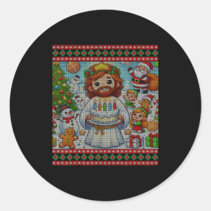Gelukkige Verjaardag Jezus Christelijke Kerstmis L Ronde Sticker