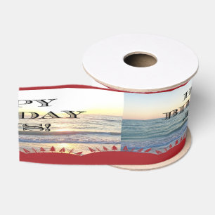 Gelukkige Verjaardag Jezus en Rode Kerstbomen Grosgrain Lint