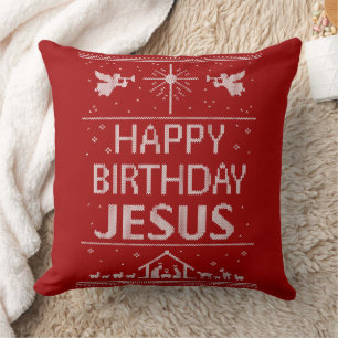 Gelukkige Verjaardag Jezus Kerst Christelijke Gebo Kussen