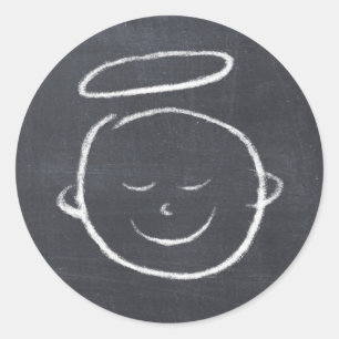 Gelukkige Verjaardag Jezus - Kerst Krijtbord Engel Ronde Sticker