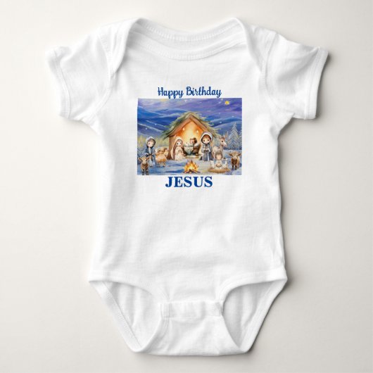 Gelukkige Verjaardag Jezus Kerstmis Bodysuit (Voorkant)