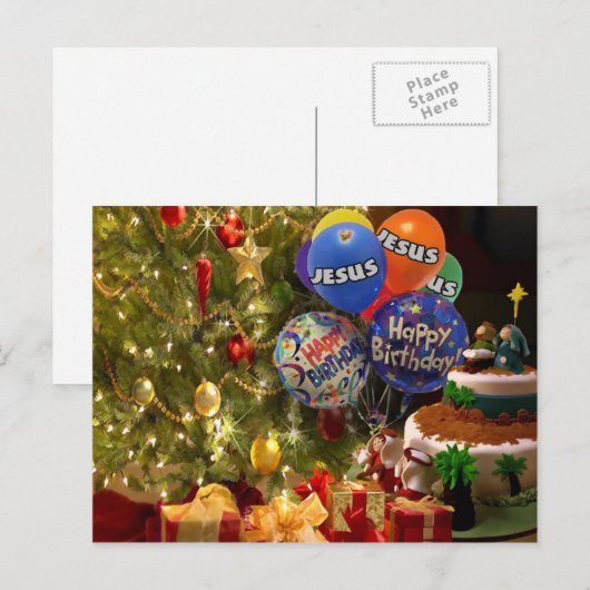 Gelukkige Verjaardag Jezus, Kerstmis Kaart (Voorkant / Achterkant)