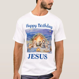 Gelukkige Verjaardag Jezus Kerstmis Mannen T-shirt