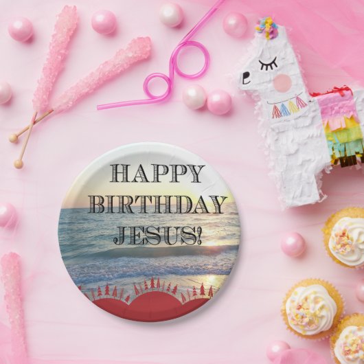 Gelukkige verjaardag Jezus over de oceaan Papieren Bordje (Feest)