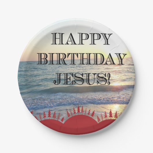 Gelukkige verjaardag Jezus over de oceaan Papieren Bordje (Voorkant)