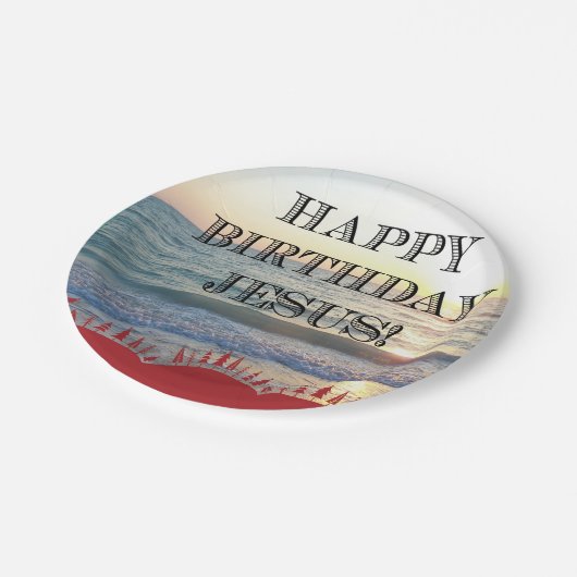 Gelukkige verjaardag Jezus over de oceaan Papieren Bordje (Gekanteld)