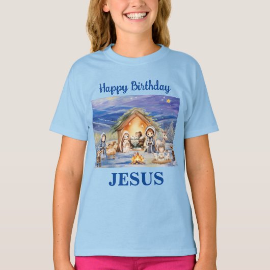 Gelukkige Verjaardag Jezus T-shirt (Voorkant)