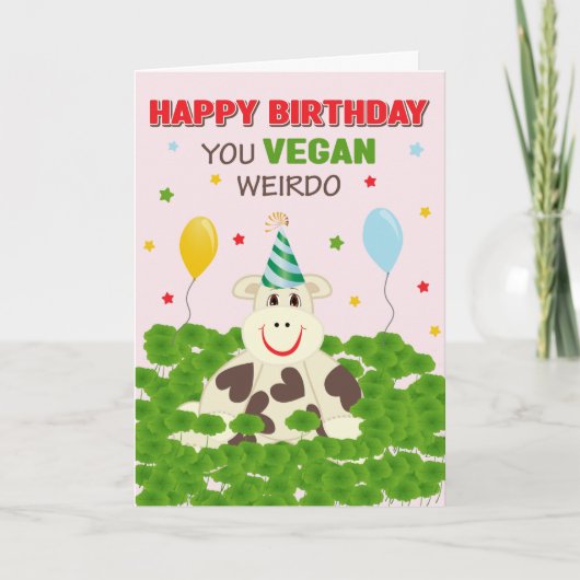 Gelukkige verjaardag jij veganistische zonderling kaart (Voorkant)