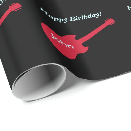 Gelukkige verjaardag, John, rode gitaren. Cadeaupapier (Rol Hoek)