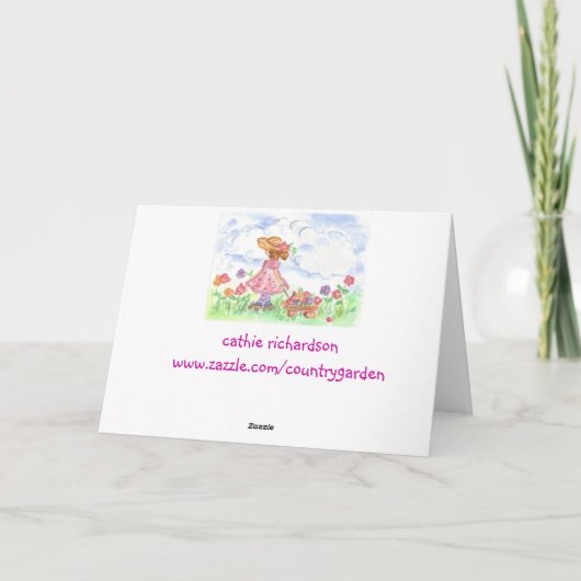 Gelukkige Verjaardag Jong Meisje Zomer Meadow Kaar Kaart (Achterkant)