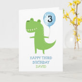 Gelukkige Verjaardag Jongen Dinosaurus T-Rex Schat Kaart (Gele Bloem)