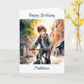 Gelukkige verjaardag | Jongen op de fiets in de st Kaart (Gele Bloem)