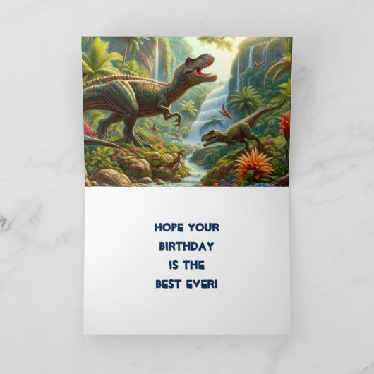 Gelukkige Verjaardag Jongens Dinosaurussen Kaart (Binnen)