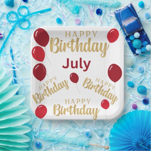 Gelukkige verjaardag Juli verjaardagen Papier Bord (Feest)