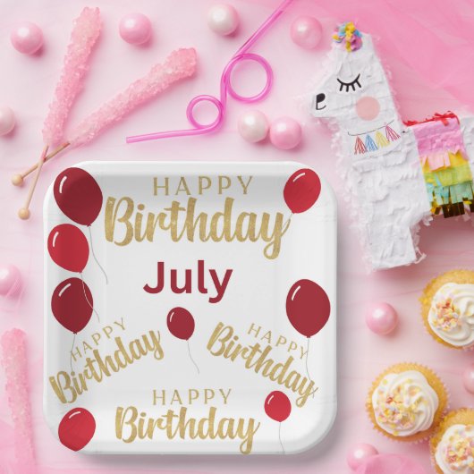 Gelukkige verjaardag Juli verjaardagen Papier Bord (Feest)