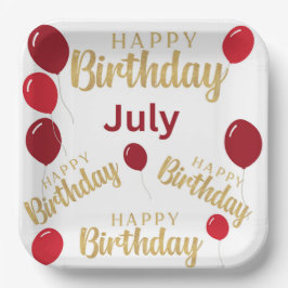 Gelukkige verjaardag Juli verjaardagen Papier Bord