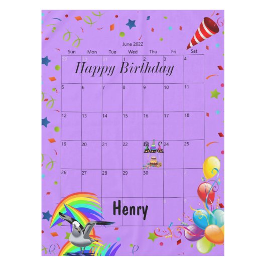 Gelukkige Verjaardag Juni 2022 Tafelkleed (Voorkant)