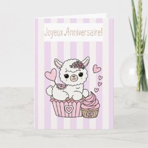 Gelukkige Verjaardag kaart Llama Schattig Meisje